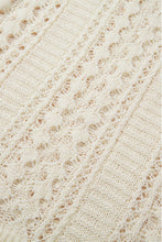 Load image into Gallery viewer, White Hollow Out Knit Bracelet Sleeve Drop Shoulder Sweater
