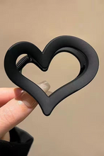 Load image into Gallery viewer, Black Simple Frosted Heart Shaped Hair Claw Clip
