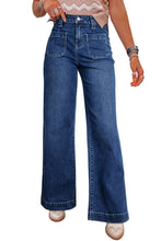 Load image into Gallery viewer, Sail Blue Wide Leg Pocketed High Waist Jeans
