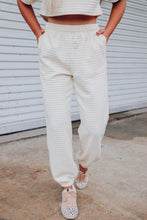 Load image into Gallery viewer, White Lattice Textured Cropped Tee and Jogger Pants Set
