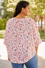 Load image into Gallery viewer, Pink Elegant Polka Dots 3/4 Dolman Sleeve Plus Size Blouse
