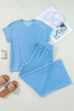 Load image into Gallery viewer, Wild Wind Solid Corded Short Sleeve T Shirt and Wide Leg Pants Set
