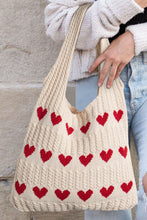 Load image into Gallery viewer, Apricot Heart Pattern Knit Shoulder Bag
