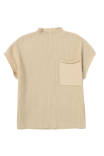 Load image into Gallery viewer, Pink Patch Pocket Ribbed Knit Short Sleeve Sweater
