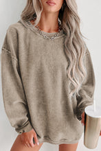 Load image into Gallery viewer, Pink Solid Ribbed Round Neck Pullover Sweatshirt
