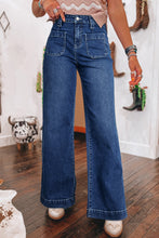 Load image into Gallery viewer, Sail Blue Wide Leg Pocketed High Waist Jeans
