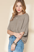 Load image into Gallery viewer, Coffee Mock Neck Short Batwing Sleeve Sweater
