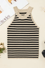 Load image into Gallery viewer, Black Stripe Crew Neck Slim Fit Sweater Vest
