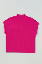 Load image into Gallery viewer, Pink Patch Pocket Ribbed Knit Short Sleeve Sweater
