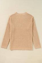 Load image into Gallery viewer, Apricot Cable Knit Drop Shoulder Side Slits Loose Sweater
