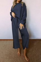 Load image into Gallery viewer, Navy Blue Ultra Loose Textured 2pcs Slouchy Outfit
