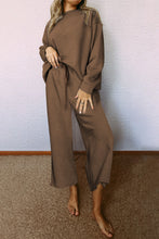 Load image into Gallery viewer, Dark Brown Ultra Loose Textured 2pcs Slouchy Outfit
