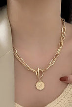 Load image into Gallery viewer, Gold Plated Vintage Carved Coin Pendant Link Chain Necklace
