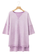 Load image into Gallery viewer, Light Grey Mineral Wash Drop Sleeve Patchwork Plus Size Tee
