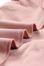 Load image into Gallery viewer, Pink Solid Ribbed Round Neck Pullover Sweatshirt
