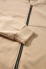 Load image into Gallery viewer, Apricot Solid Seamed Zipper Jacket and Drawstring Waist Pants Set
