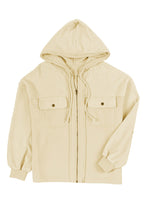 Load image into Gallery viewer, Green Flap Pockets Bishop Sleeve Zip Up Hoodie Jacket
