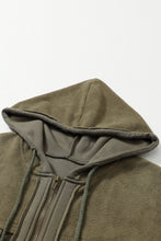 Load image into Gallery viewer, Green Flap Pockets Bishop Sleeve Zip Up Hoodie Jacket
