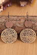 Load image into Gallery viewer, Black Hollow Out Bohemian Wooden Pendant Drop Earrings
