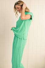 Load image into Gallery viewer, Wild Wind Solid Corded Short Sleeve T Shirt and Wide Leg Pants Set
