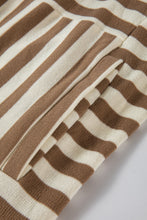 Load image into Gallery viewer, Brown Stripe Drop Sleeve Plus Size Henley Hoodie
