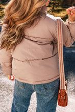 Load image into Gallery viewer, Apricot Pink Full Zipper Quilted Puffer Jacket
