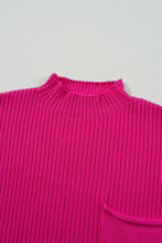 Load image into Gallery viewer, Pink Patch Pocket Ribbed Knit Short Sleeve Sweater
