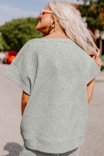 Load image into Gallery viewer, Gray Textured Loose Fit T Shirt and Drawstring Pants Set
