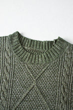 Load image into Gallery viewer, Mist Green Cable Knit Drop Shoulder Loose Fit Sweater Dress
