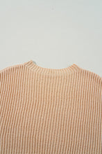 Load image into Gallery viewer, Apricot Cable Knit Drop Shoulder Side Slits Loose Sweater
