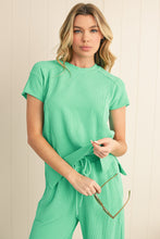 Load image into Gallery viewer, Wild Wind Solid Corded Short Sleeve T Shirt and Wide Leg Pants Set
