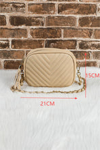 Load image into Gallery viewer, Oatmeal Chevron Stitch PU Leather Chain Strap Shoulder Bag
