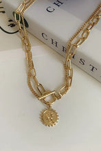 Load image into Gallery viewer, Gold Plated Vintage Carved Coin Pendant Link Chain Necklace
