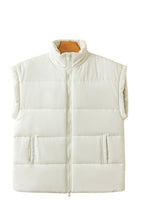 Load image into Gallery viewer, Black Solid Zipper Stand Neck Oversized Puffer Vest
