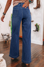 Load image into Gallery viewer, Sail Blue Wide Leg Pocketed High Waist Jeans
