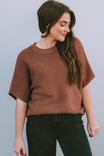 Load image into Gallery viewer, Coffee Mock Neck Short Batwing Sleeve Sweater
