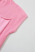 Load image into Gallery viewer, Pink Patch Pocket Ribbed Knit Short Sleeve Sweater
