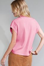 Load image into Gallery viewer, Pink Patch Pocket Ribbed Knit Short Sleeve Sweater
