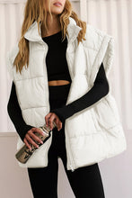 Load image into Gallery viewer, Black Solid Zipper Stand Neck Oversized Puffer Vest
