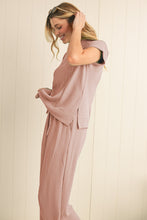 Load image into Gallery viewer, Wild Wind Solid Corded Short Sleeve T Shirt and Wide Leg Pants Set
