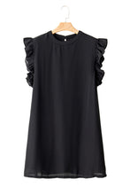 Load image into Gallery viewer, Black Plain Keyhole Back Ruffle Plus Mini Dress
