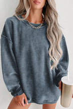 Load image into Gallery viewer, Pink Solid Ribbed Round Neck Pullover Sweatshirt
