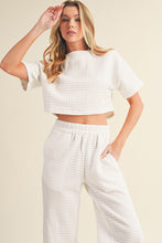 Load image into Gallery viewer, White Lattice Textured Cropped Tee and Jogger Pants Set
