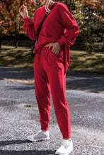 Load image into Gallery viewer, Racing Red Solid Color High Low Pullover and Pants Set
