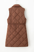 Load image into Gallery viewer, Coffee Puffer Quilted Stand Collar Pocketed Vest Coat
