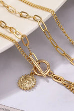 Load image into Gallery viewer, Gold Plated Vintage Carved Coin Pendant Link Chain Necklace
