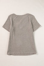 Load image into Gallery viewer, Pale Khaki Button Strappy V Neck Plain Ribbed Tee
