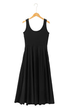 Load image into Gallery viewer, Black Sleeveless Scoop Neck Flared Split Midi Dress
