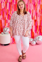 Load image into Gallery viewer, Pink Elegant Polka Dots 3/4 Dolman Sleeve Plus Size Blouse
