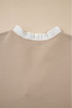 Load image into Gallery viewer, Pale Khaki Frill V Neck Ruffle Textured Top
